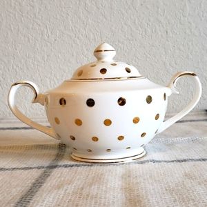 Grace's Teaware Ceramic Sugar White & Gold Confetti Dots Variety Holiday Gift